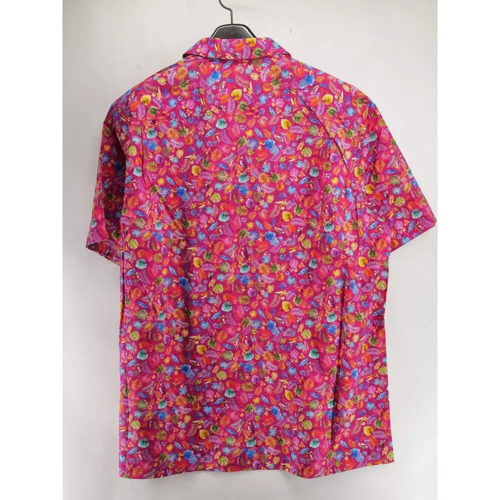 NWT Paul Fredrick Long Staple Cotton Camp Shirt Men XL Pink Tropical Floral